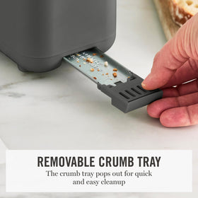Martha Stewart 2-Slice Long Slot Toaster 10-shade dial highlights precise browning control.