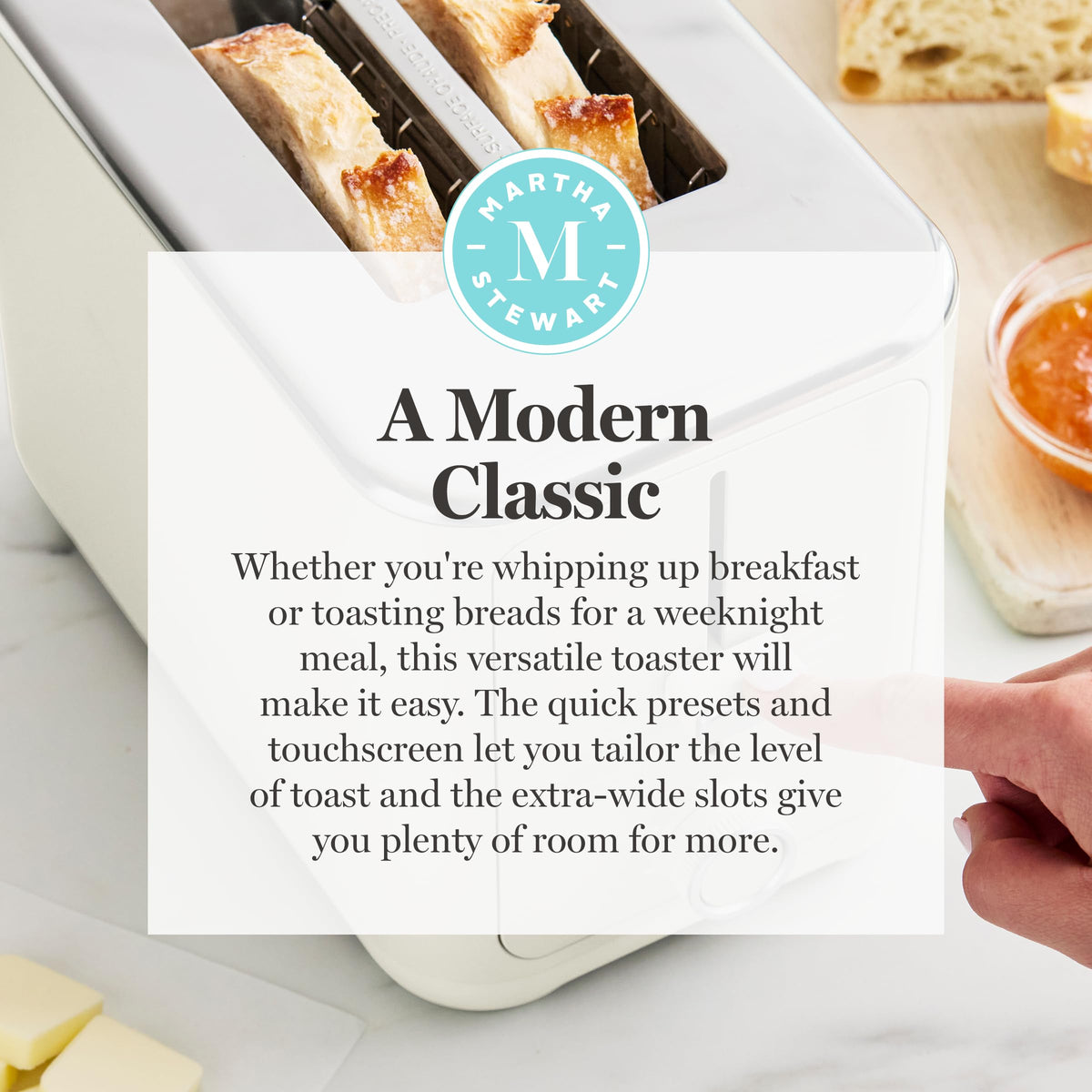 Martha Stewart 2-Slice Toaster removable crumb tray and cord wrap for cleanup