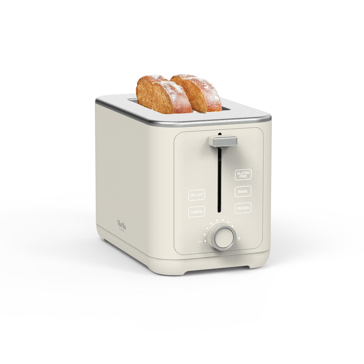 Martha Stewart 2-Slice Toaster front view showing compact design for modern kitchens