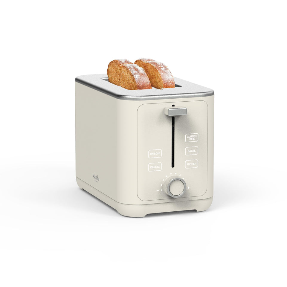 Martha Stewart 2-Slice Toaster front view showing compact design for modern kitchens