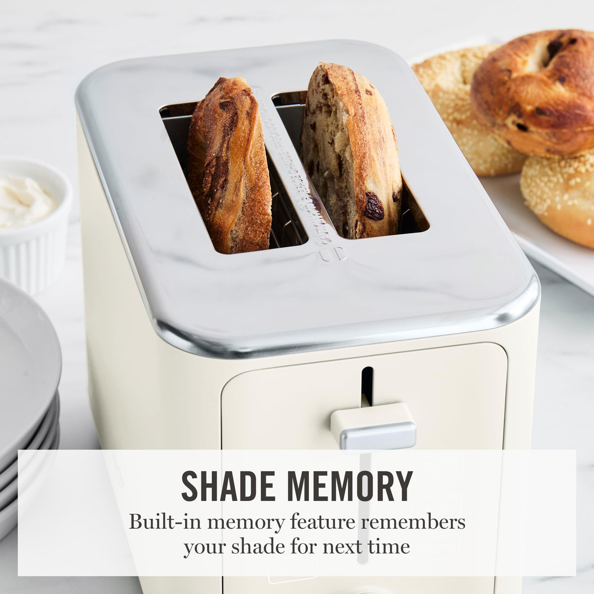Martha Stewart 2-Slice Toaster self-centering slots ensure even browning