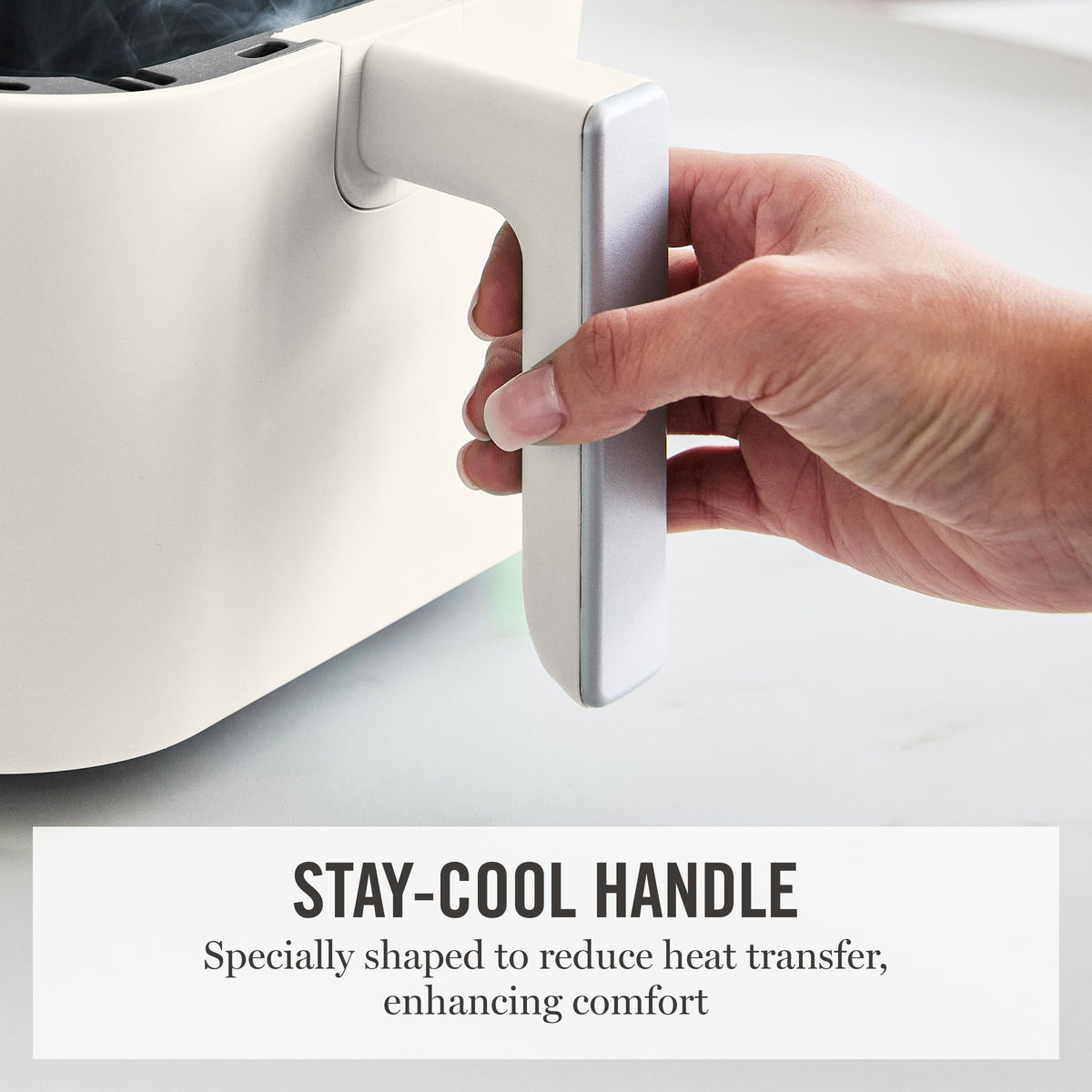 Martha Stewart 6QT Air Fryer space-saving design fits compact counters.
