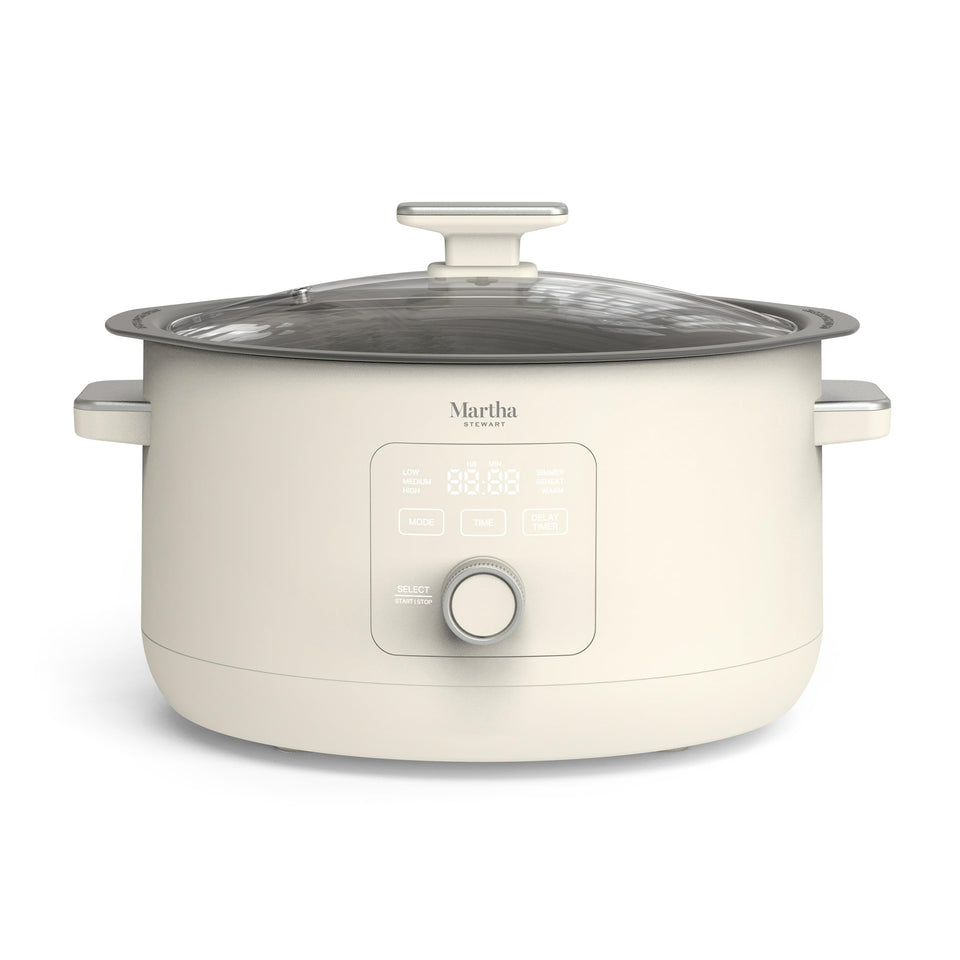 Martha Stewart 8-qt slow cooker shows ample capacity for family meals.