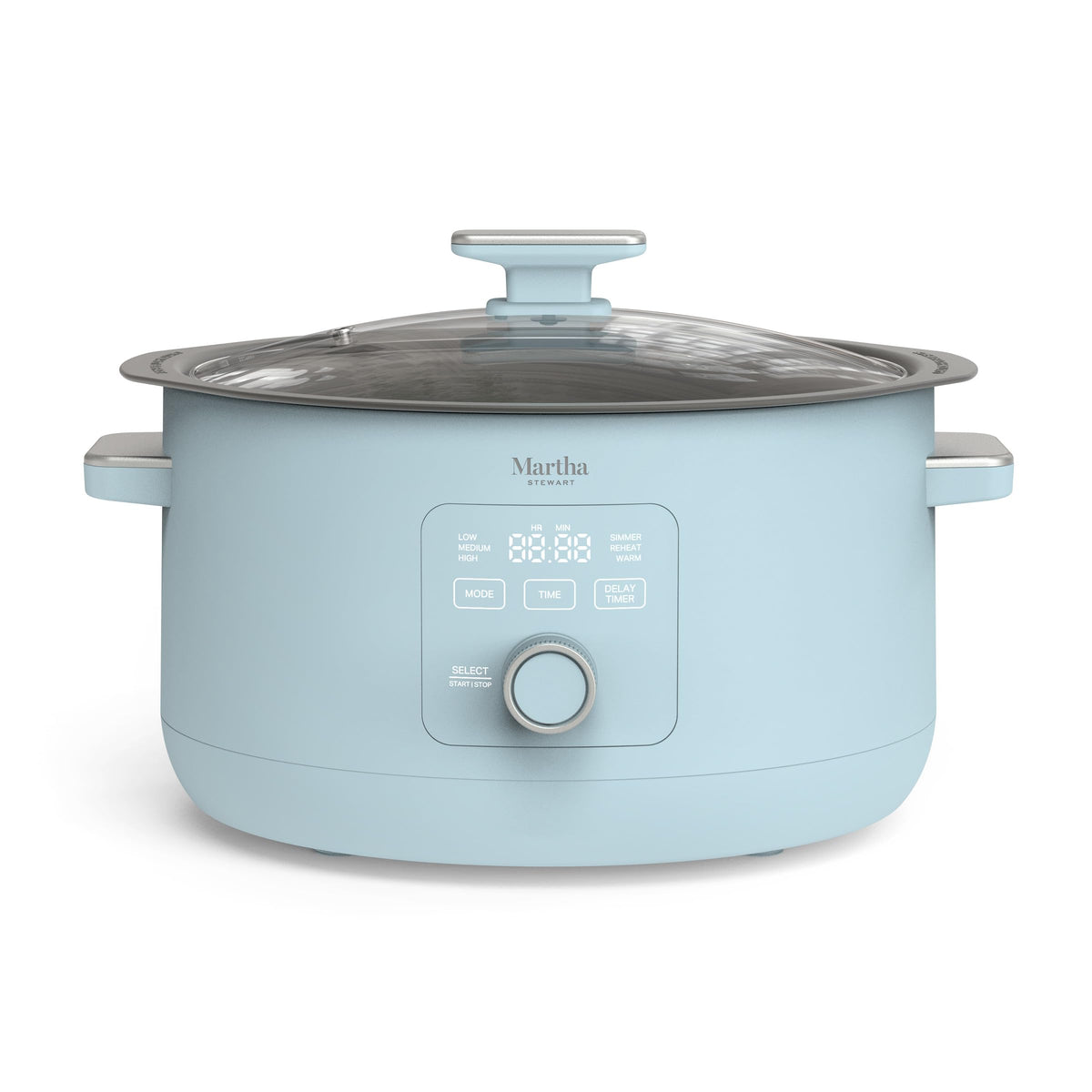 Martha Stewart 8qt slow cooker capacity showcased for large family meals.