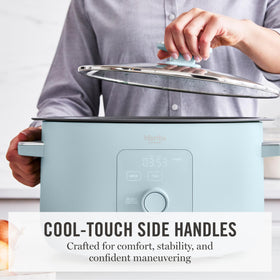 Martha Stewart slow cooker LCD touch display emphasizes simple control and timing.