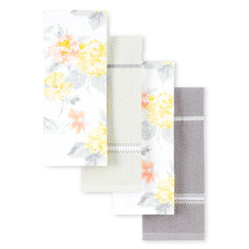 Martha Stewart Amber Floral towels front view with diamond texture for display and cleaning.