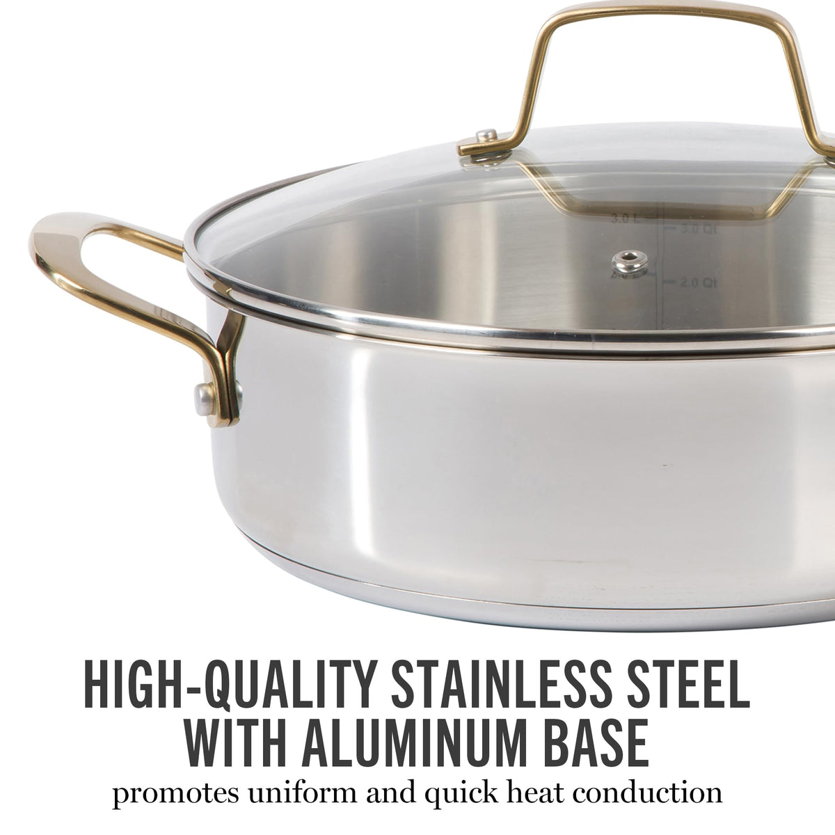 Martha Stewart Castelle 4-quart sauté pan with lid for versatile cooking