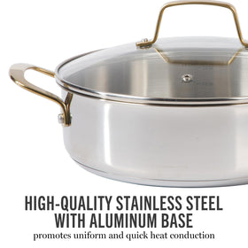 Martha Stewart Castelle 4-quart sauté pan with lid for versatile cooking