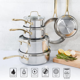 Martha Stewart Castelle glass lids provide visibility and reduce boil-overs
