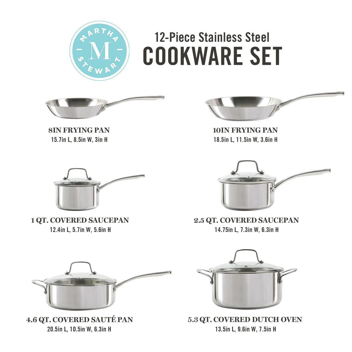 Martha Stewart Castelle 2.5 qt sauce pan with lid ensures even heat