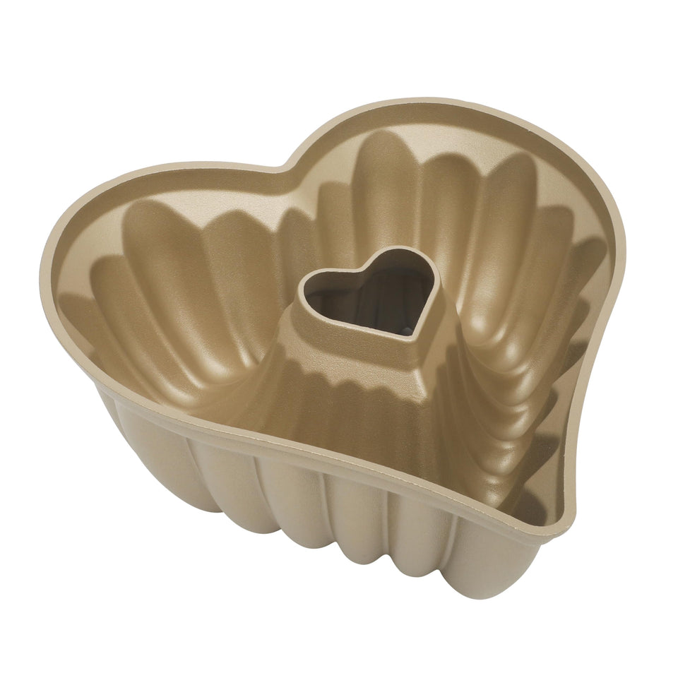 Martha Stewart Dunelle heart mold, full view, fluted design for elegant, easy-release cakes