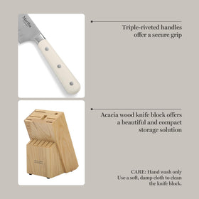 Inside view of Eastwalk knife block showing secure blade placement