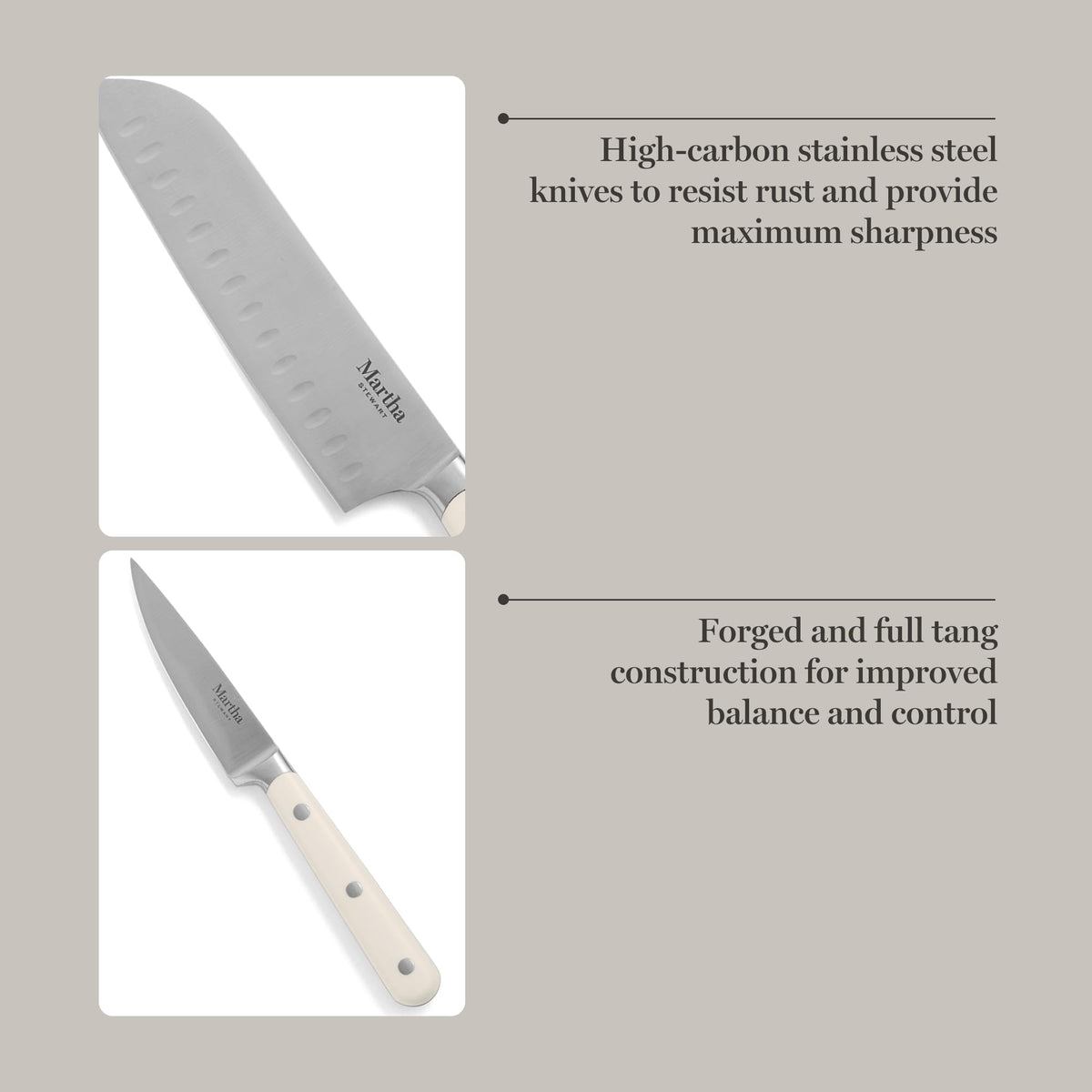 Close-up of Eastwalk triple-riveted handles emphasizing ergonomic grip