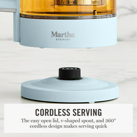 Martha Stewart electric kettle on cordless 360 base for flexible pouring