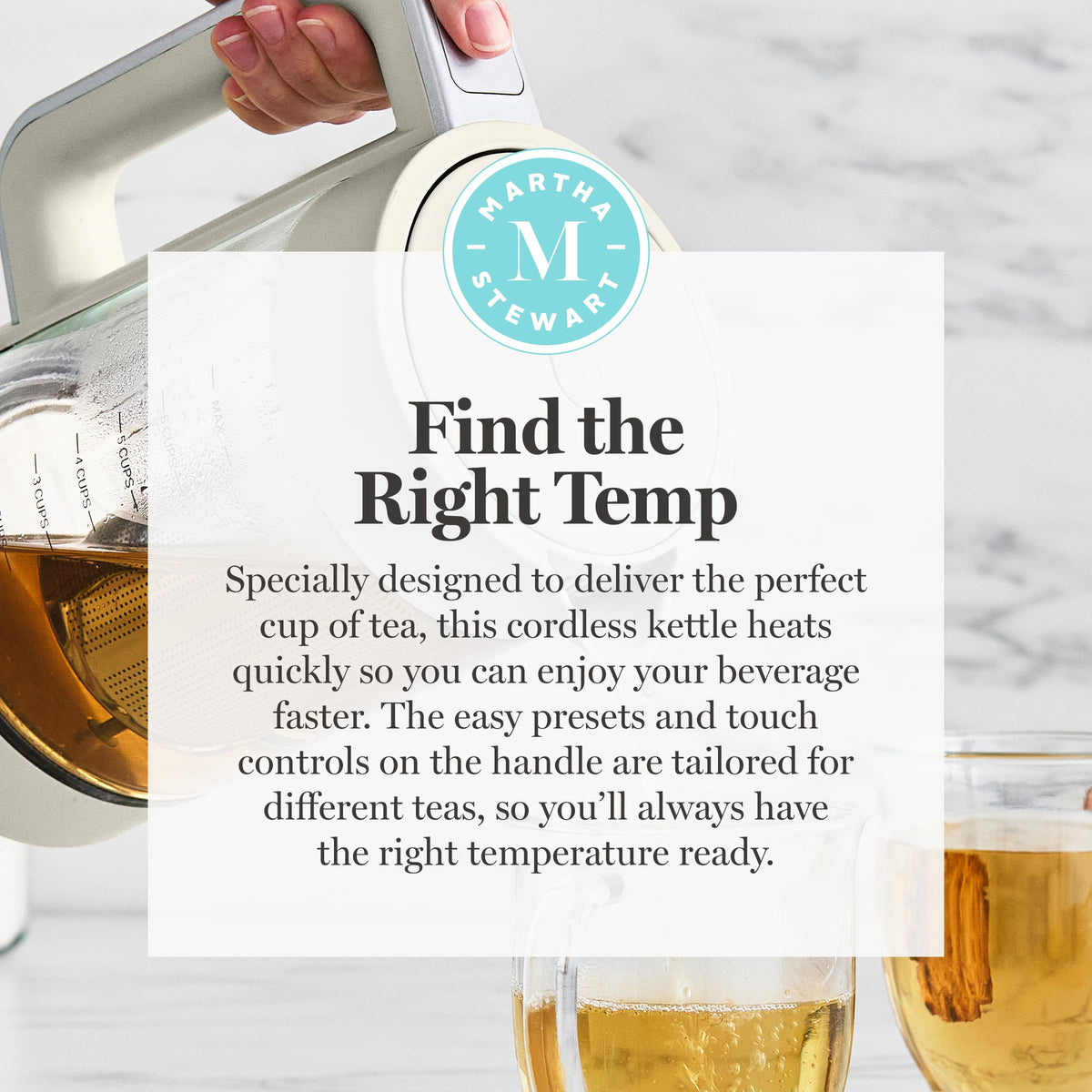 Keep-warm function on Martha Stewart kettle up to 30 minutes