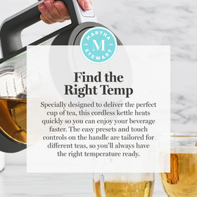 Martha Stewart Electric Kettle LED touch display controls.