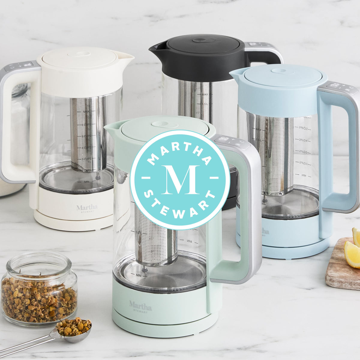 Martha Stewart Electric Kettle powerful 1500 watt heater for rapid performance