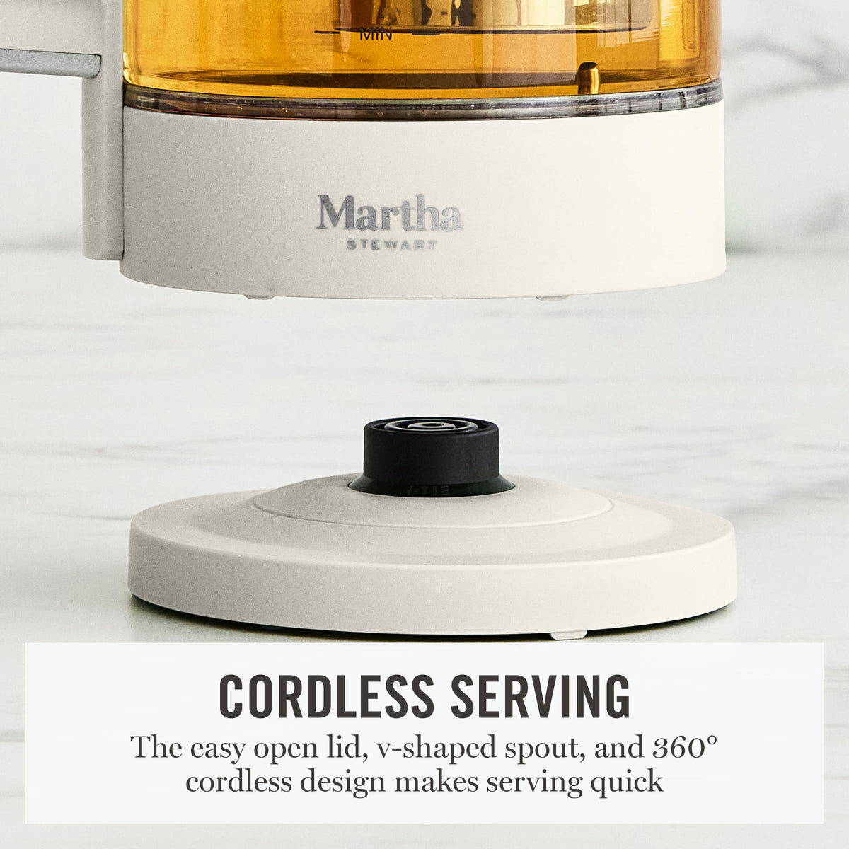 Rapid boil in two minutes with Martha Stewart electric kettle