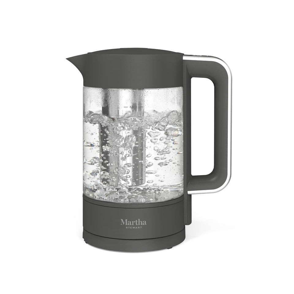 Martha Stewart Electric Kettle with removable tea infuser for loose-leaf tea.