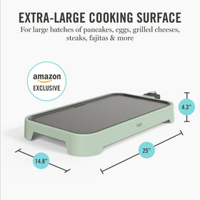 Embedded temperature probe ensures rapid, even heating across the griddle.