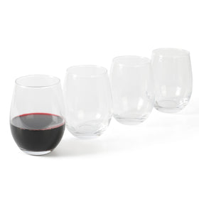 Martha Stewart Farrow stemless wine glasses with an easy grip for everyday use.