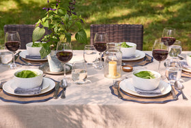 Martha Stewart Farrow four-pack shown as a coordinated set for four.