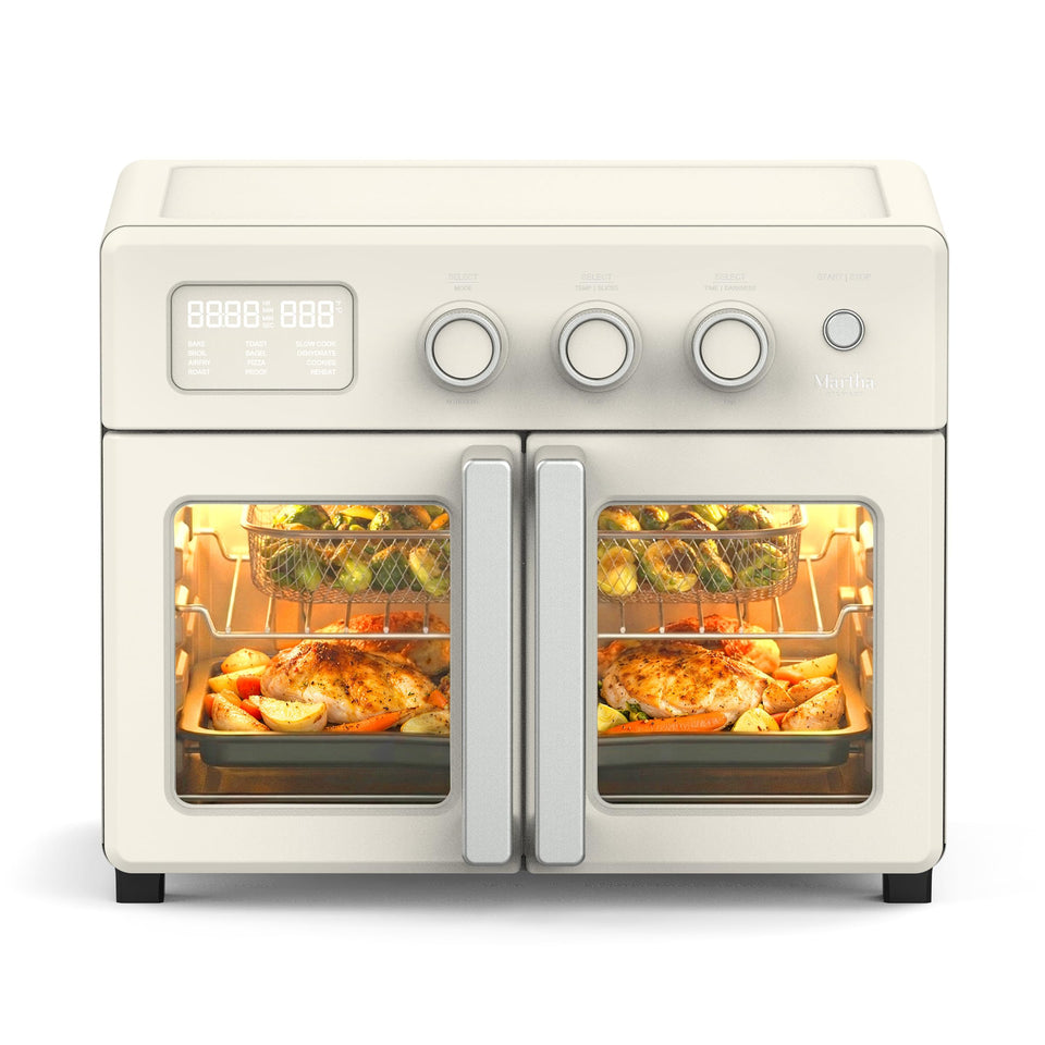 Martha Stewart French Door Air Fry Oven front view shows spacious 34QT capacity for family meals