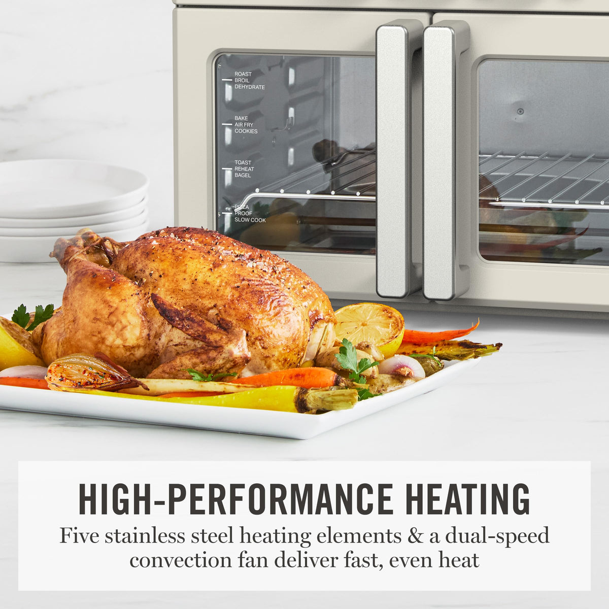 Martha Stewart French Door Air Fry Oven interior with multiple racks for versatile cooking