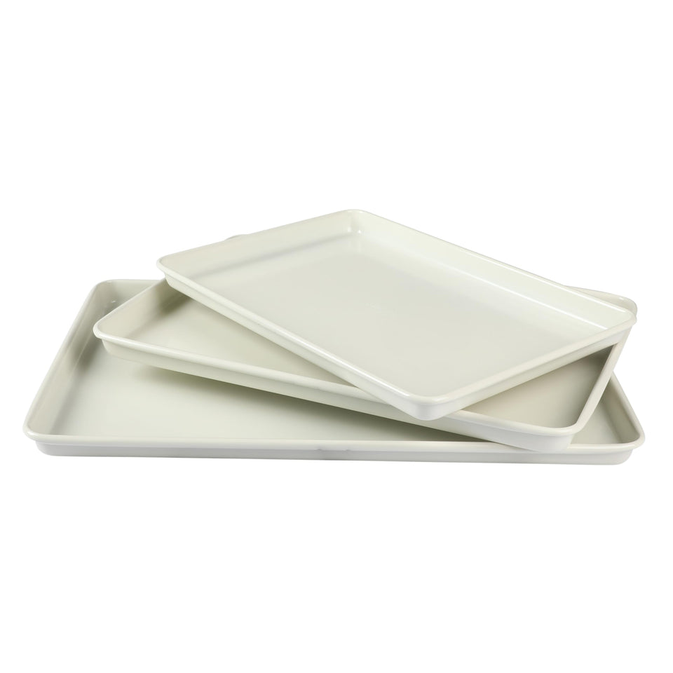 Martha Stewart Gallen 13-inch cookie sheet with nonstick coating for easy release.