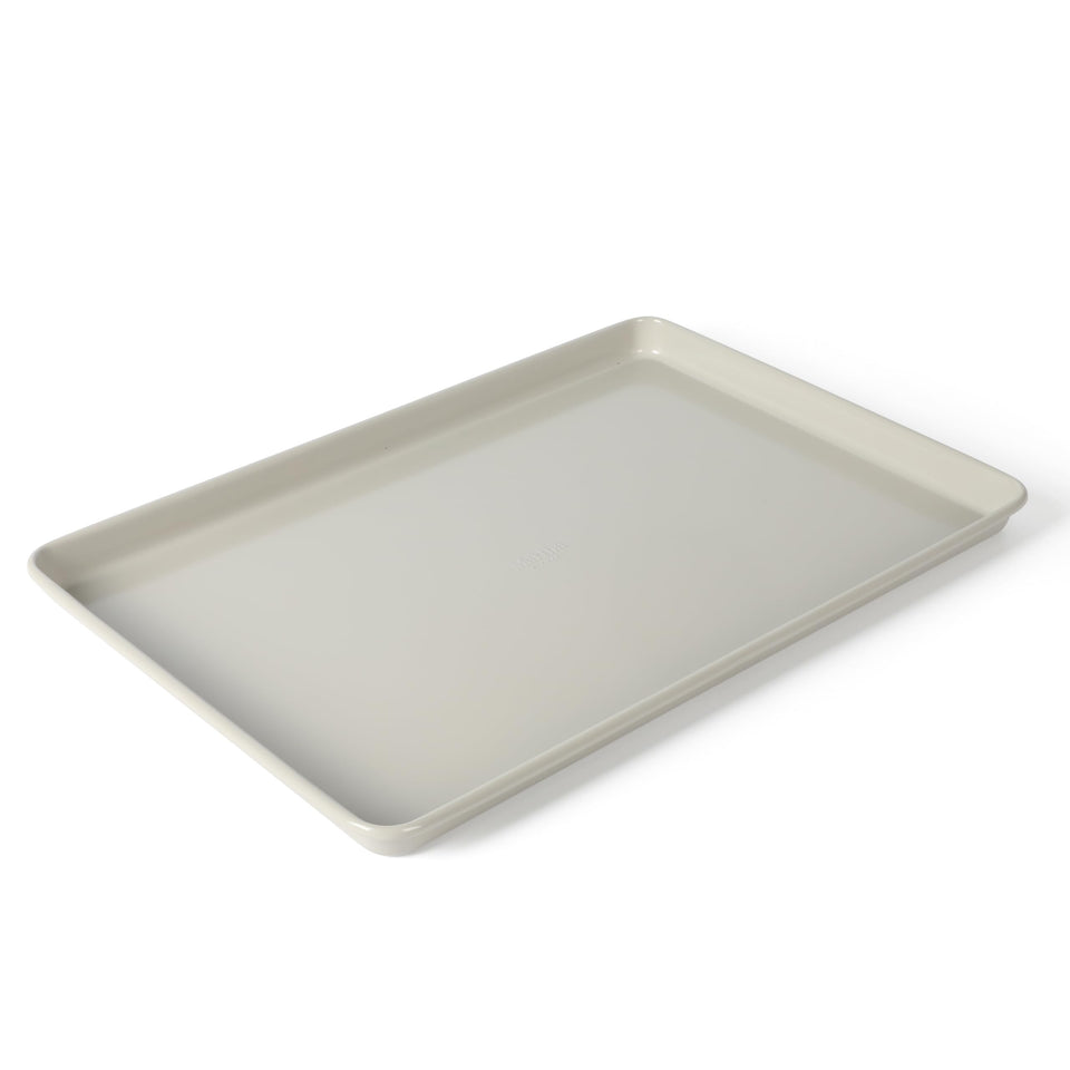 Martha Stewart Gallen 13x9 cookie sheet top view with nonstick surface for easy release.