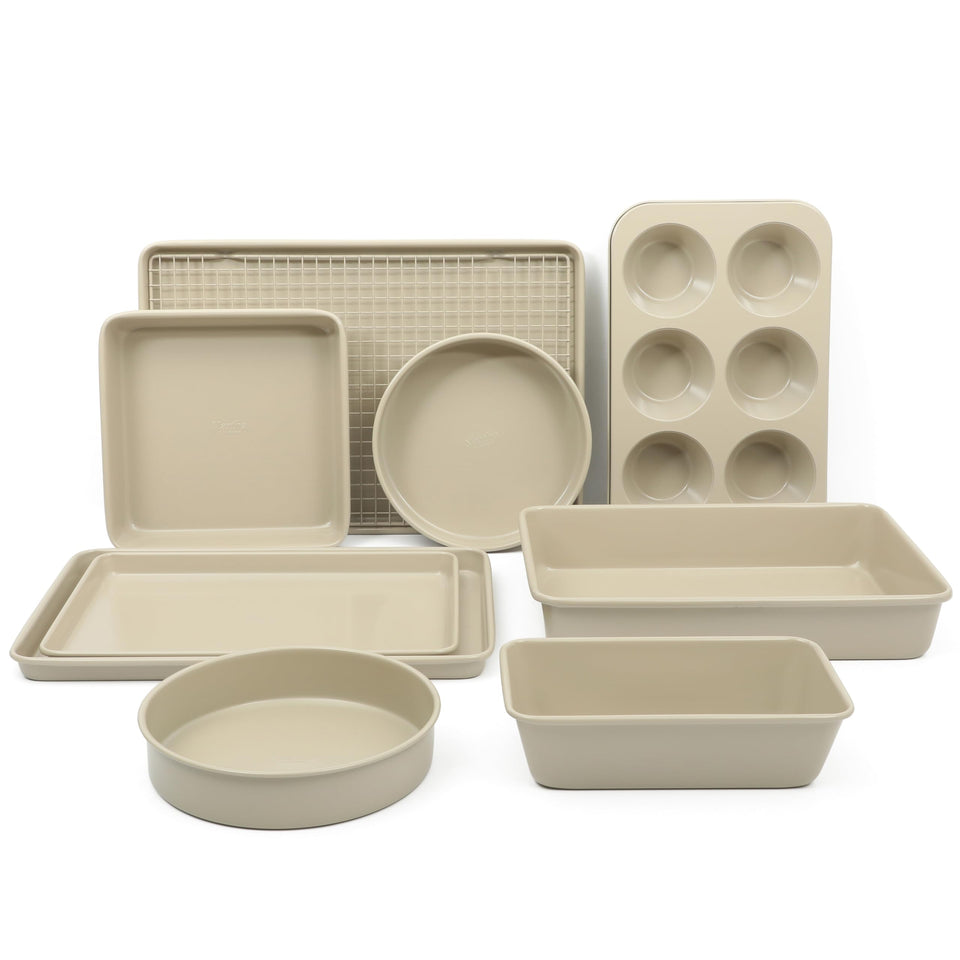 Martha Stewart Gallen 17-inch cookie sheet with cooling rack for easy release and crisp edges.