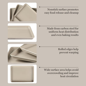 Martha Stewart Gallen carbon steel bakeware highlighting fast heat response