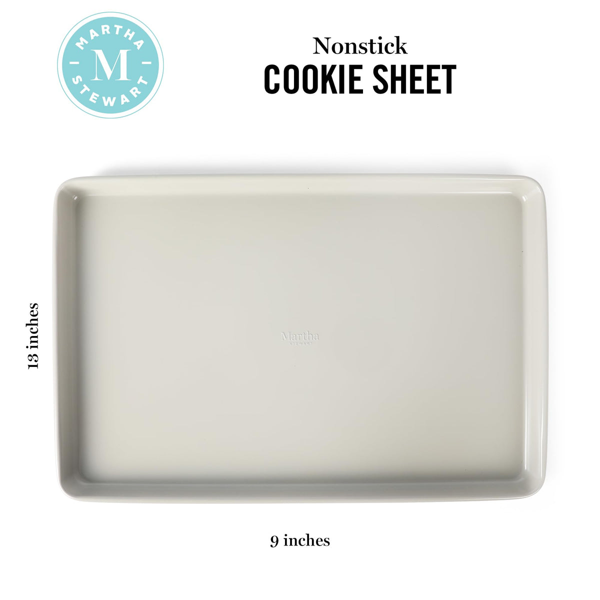 Martha Stewart Gallen cookie sheet carbon steel construction for quick heat response.