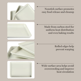 Martha Stewart Gallen bakeware nonstick surface reduces oil needed.