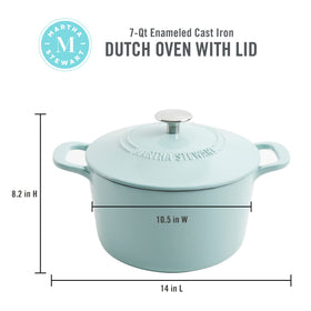 Martha Stewart Gatwick 7qt enameled Dutch oven body with even heat distribution for reliable cooking.