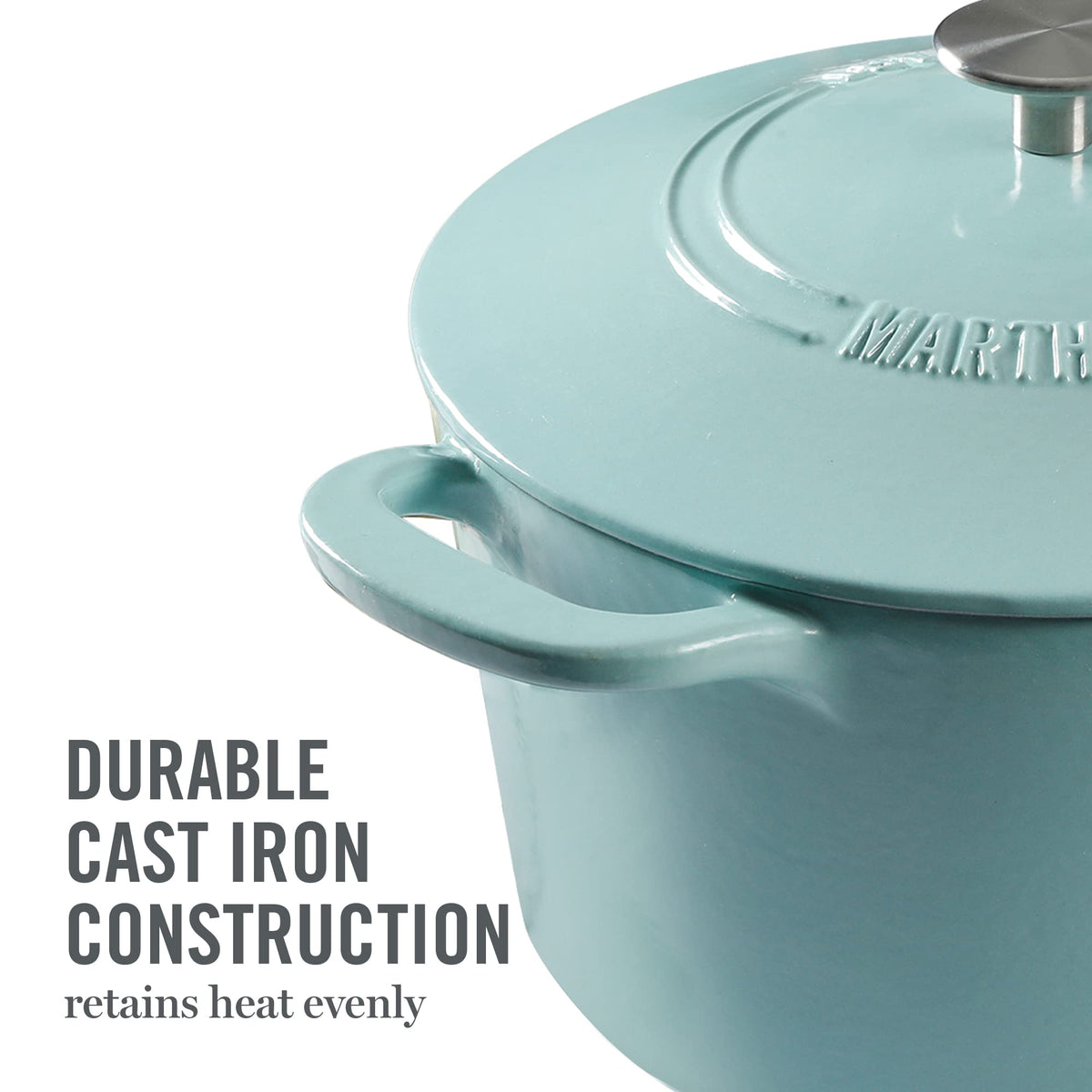 Martha Stewart Gatwick 7qt table-ready Dutch oven presented for serving.