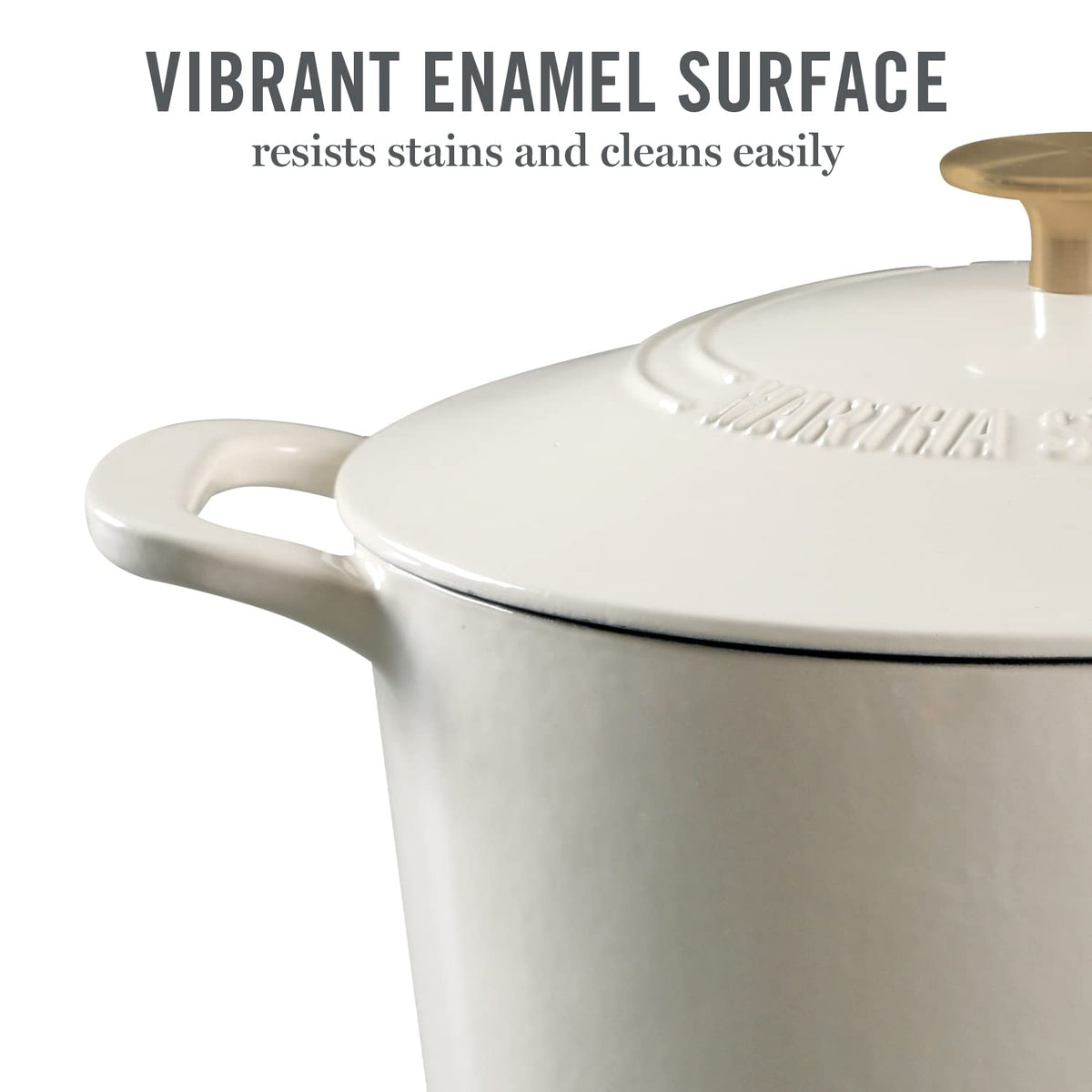Martha Stewart Gatwick interior enamel resists stains and cleans easily after cooking
