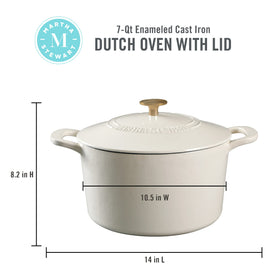 Martha Stewart Gatwick Dutch oven lid with gold knob seals moisture for tender braises