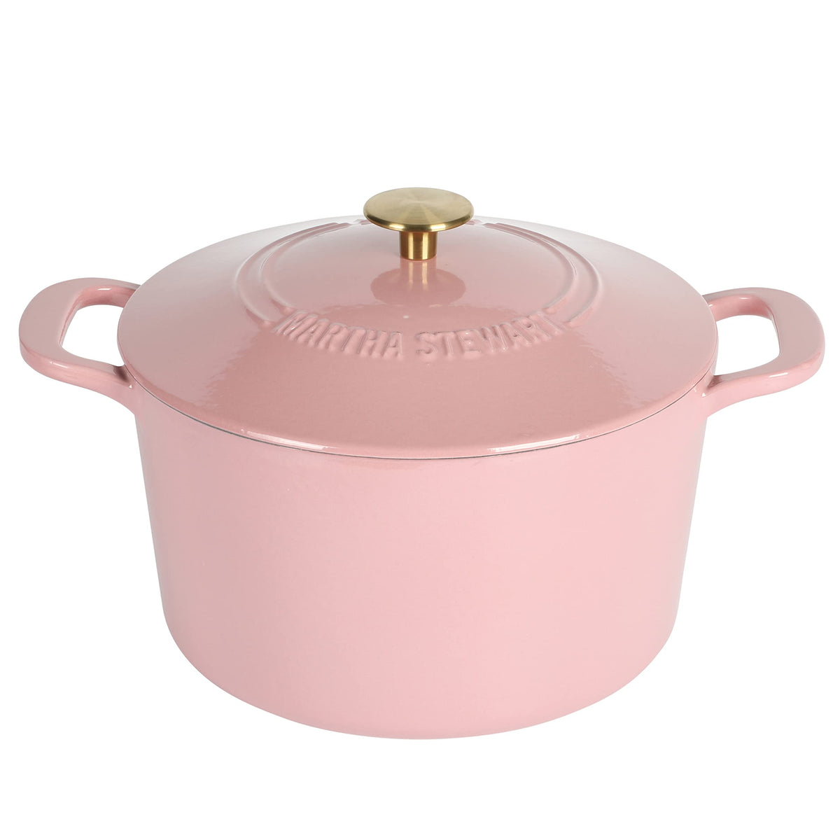 Martha Stewart Gatwick pink lid Dutch oven ideal for braising and slow cooking