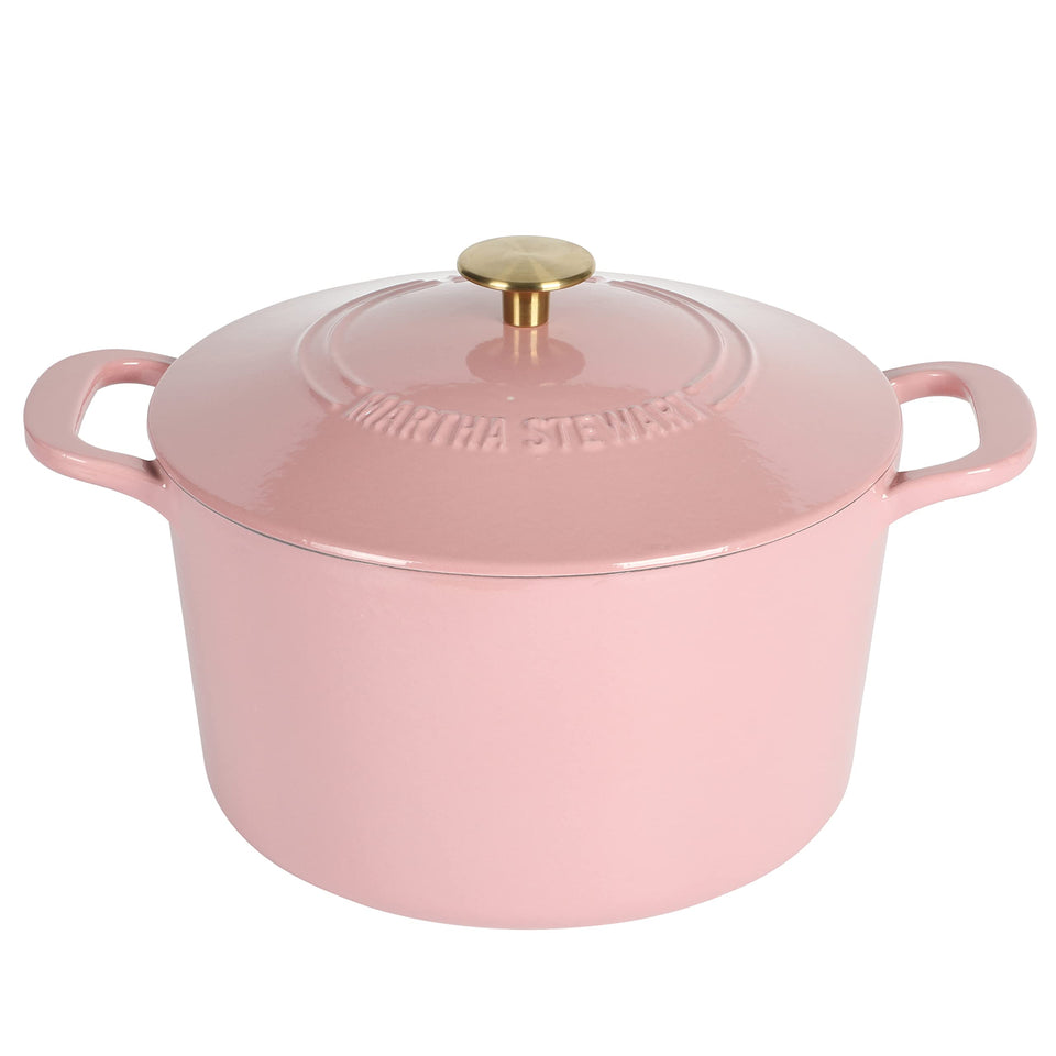 Martha Stewart Gatwick pink lid Dutch oven ideal for braising and slow cooking