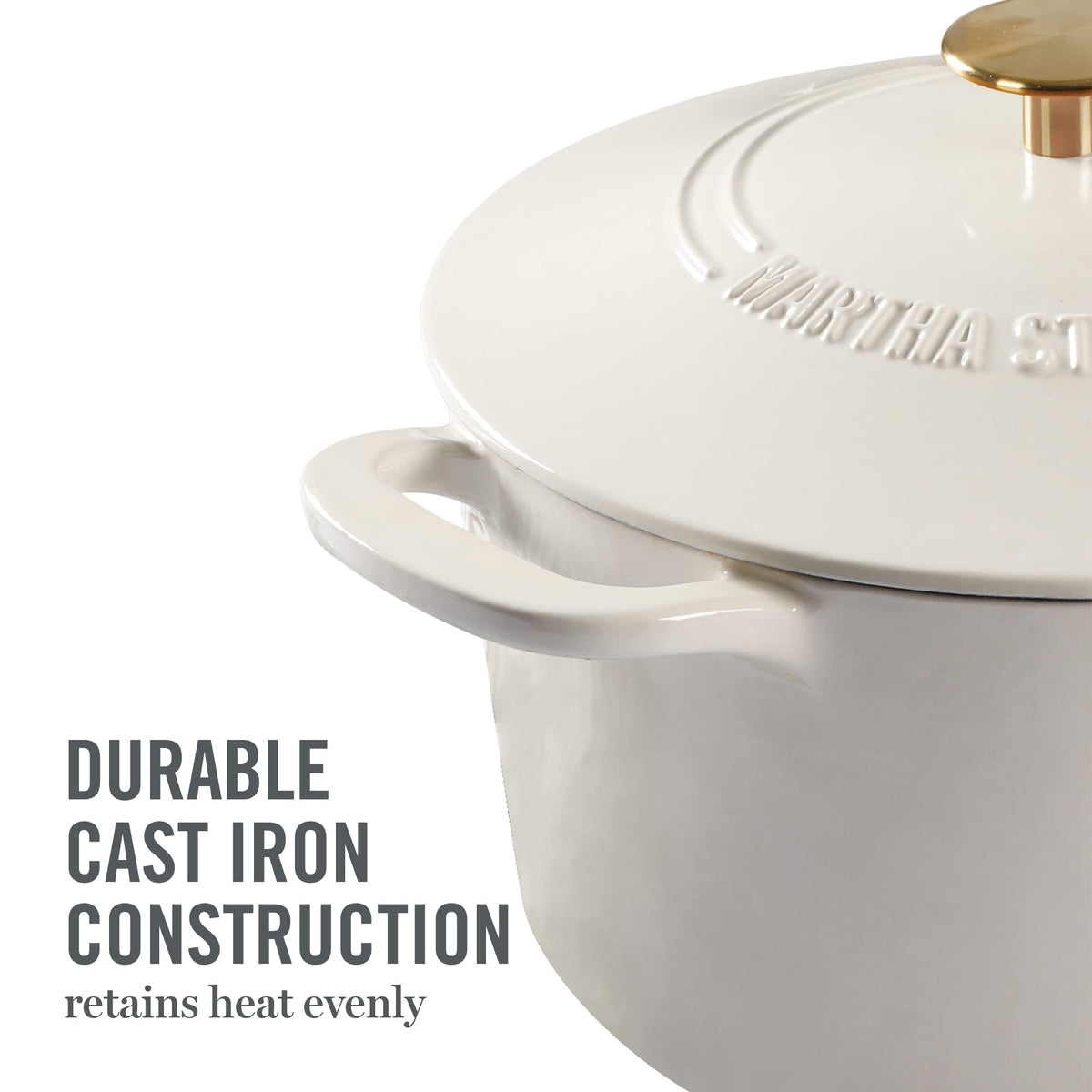 Martha Stewart Gatwick heavy-duty handles for easy transport from stove to table