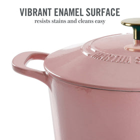Martha Stewart Gatwick enamel finish adds easy cleanup and vibrant presentation