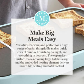 Powerful 1500W heating on Martha Stewart griddle for quick prep