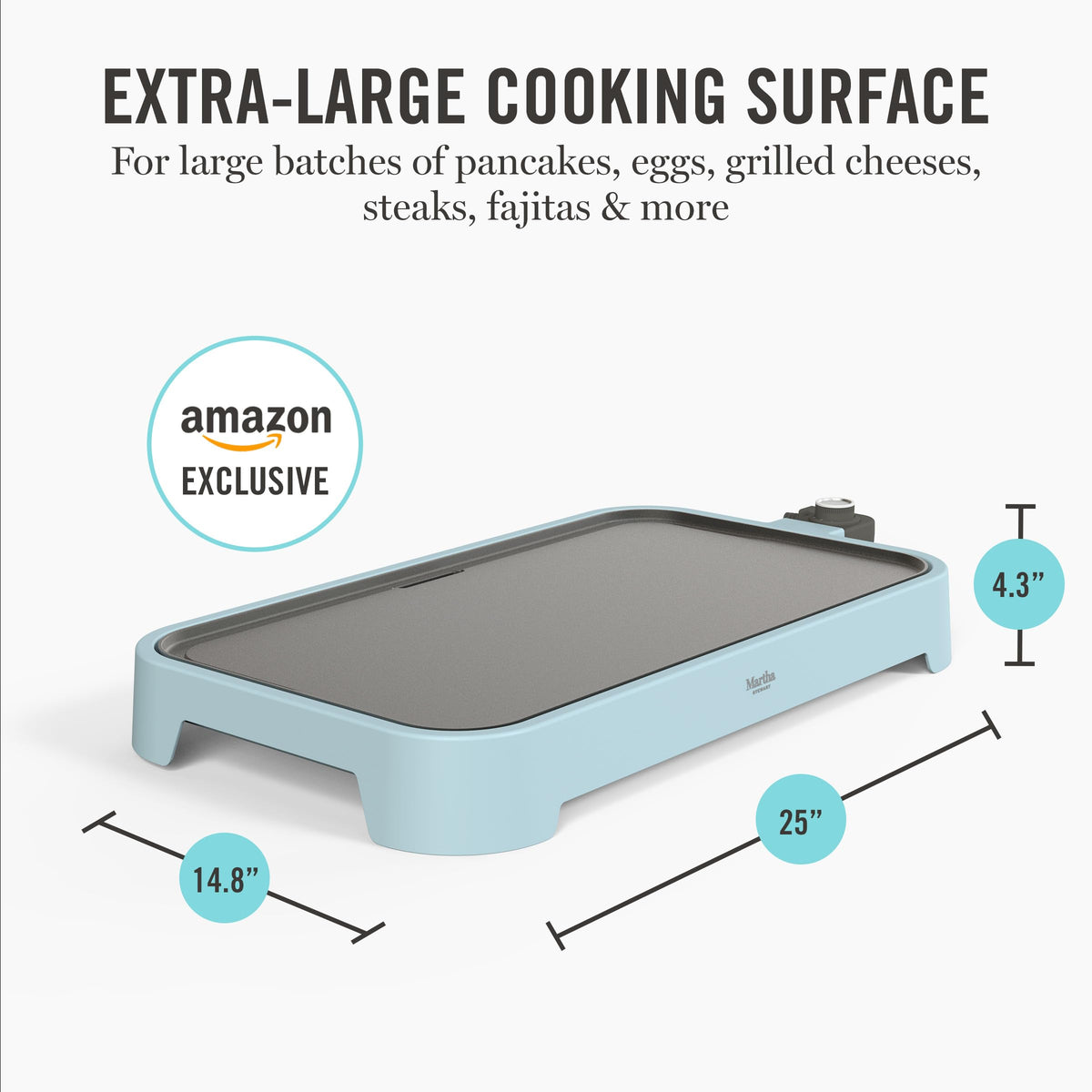 Built-in heating element on Martha Stewart griddle ensures even heat