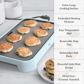 Removable drip tray on Martha Stewart griddle catching drippings