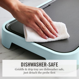 Close-up of temperature dial on Martha Stewart griddle for precise control