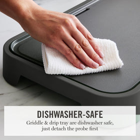 Martha Stewart griddle XL removable drip tray on countertop.