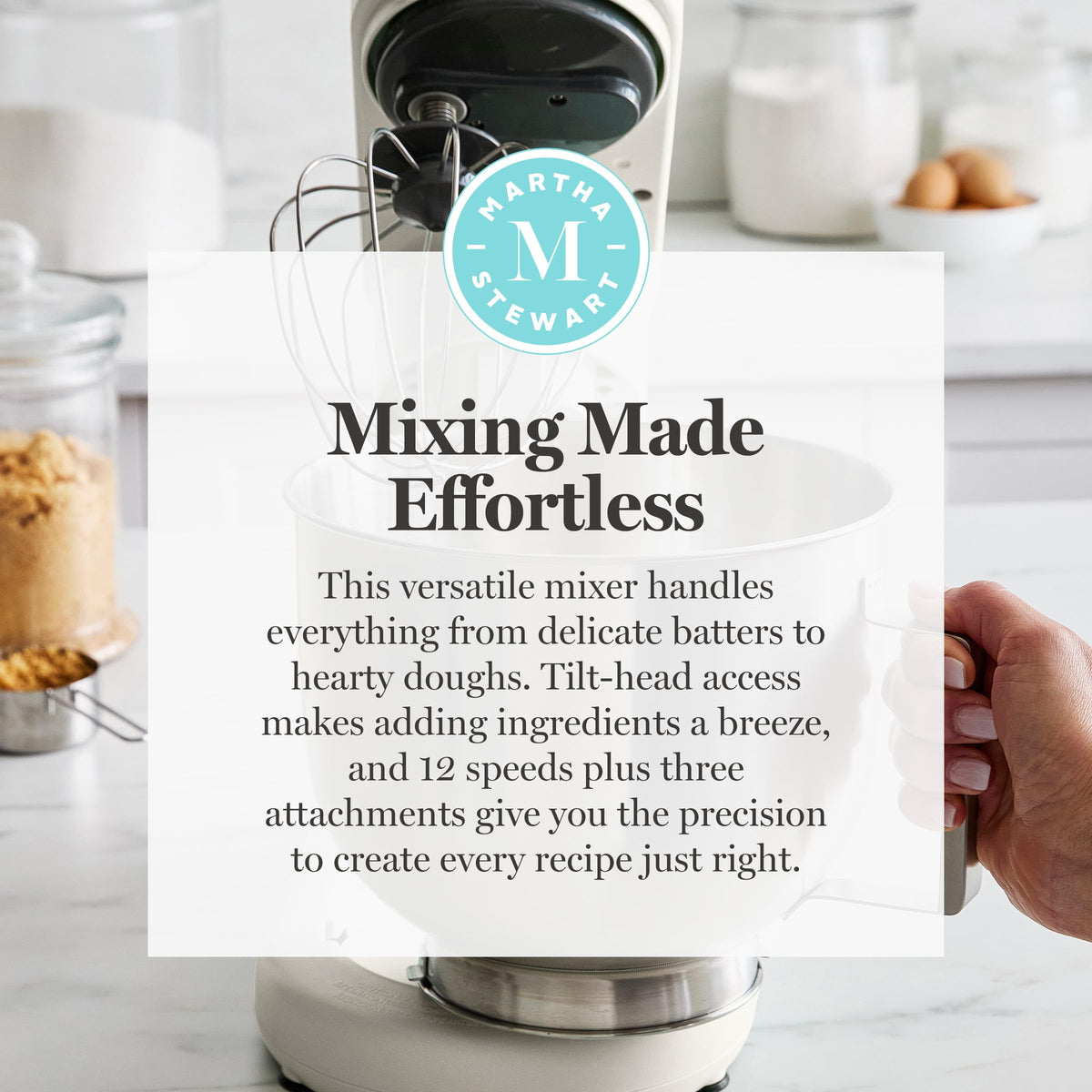 Martha Stewart sturdy base reduces movement during high-speed mixing