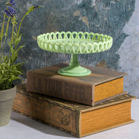 Martha Stewart jadeite milk glass edge close-up with vintage charm and display potential