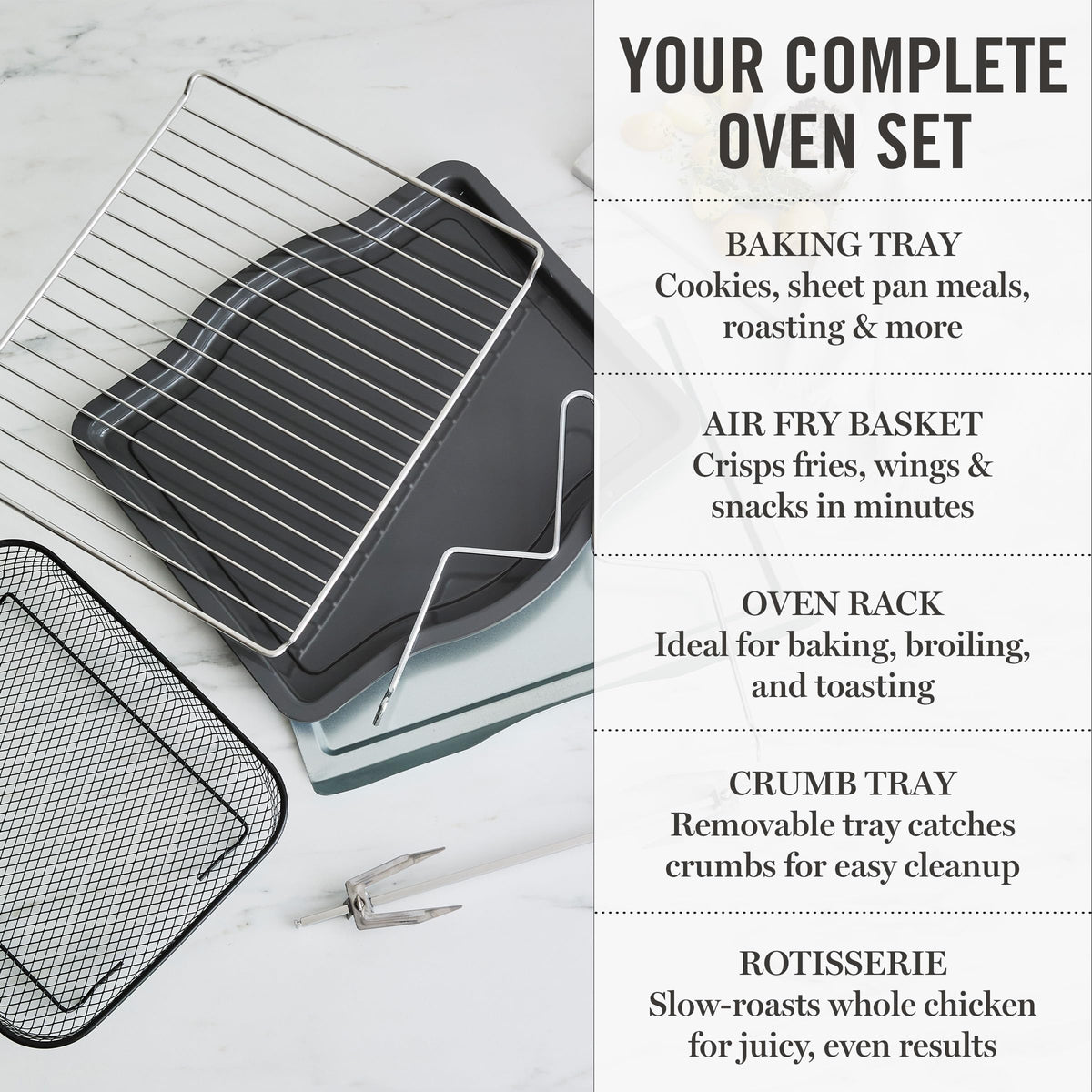 Martha Stewart LED screen and dial controls offer intuitive, quick adjustments during meal prep